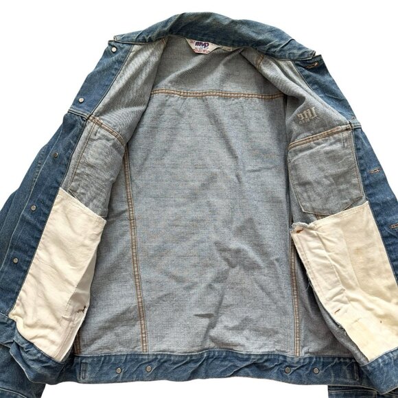 VTG MVP Cor Inc MILLER LITE Blue Denim Jean Jacket Distressed Men's Size Large - Picture 9 of 16
